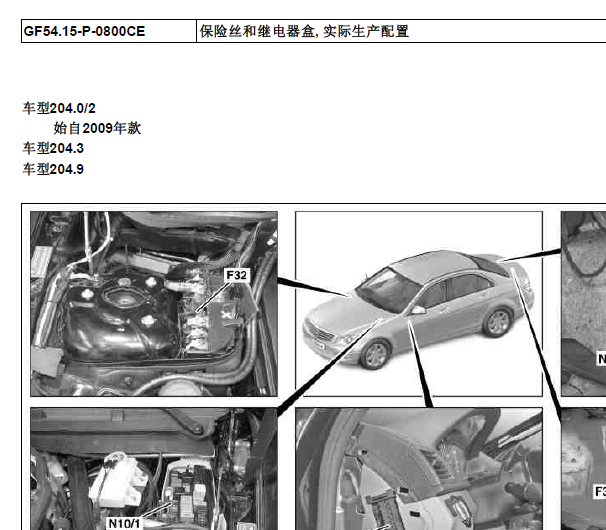 2011年奔驰C200保险丝和继电器资料