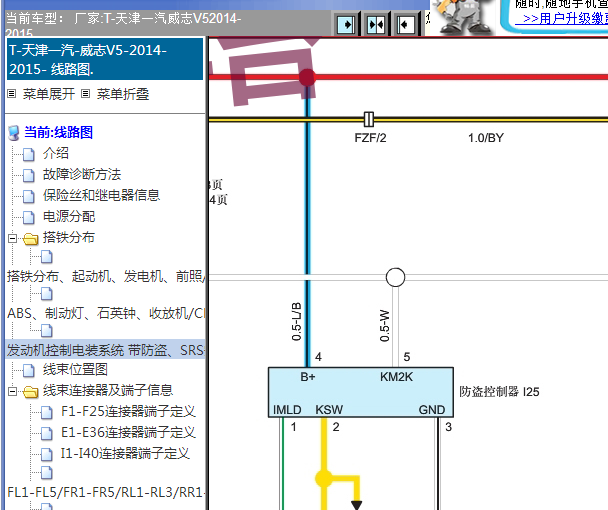 2014-2015年的一汽威志V5防盗电路图