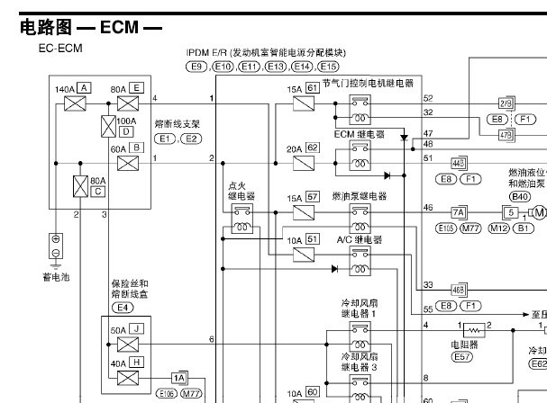 日产骏逸发动机电路图和针脚
