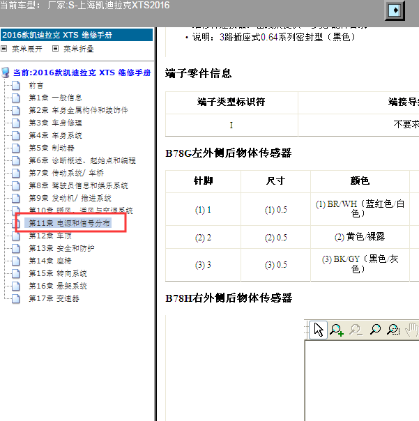 2016年凯迪拉克XTS驻车辅助系统雷达针脚
