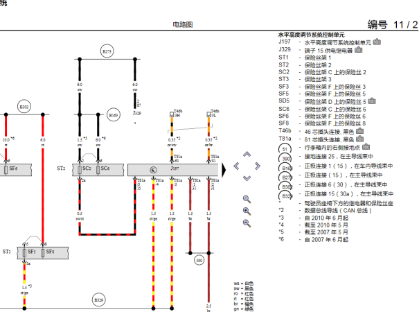 2010年奥迪Q7底盘升降系统电路图