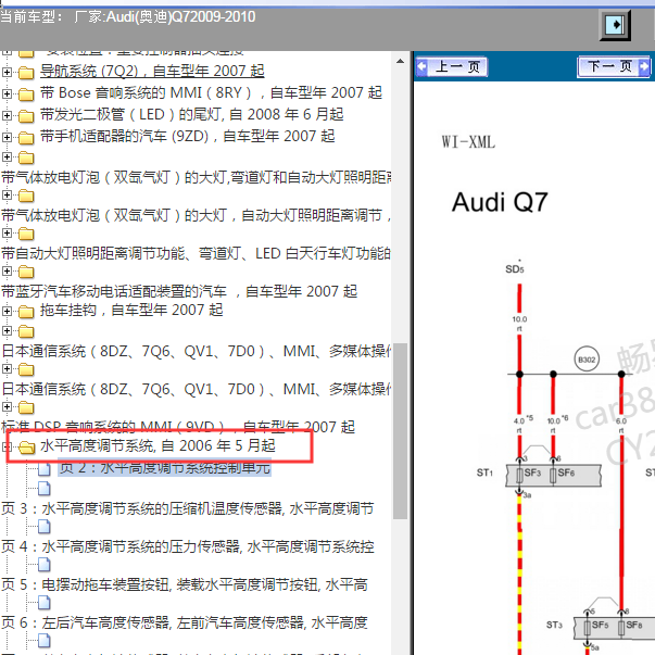 2010年奥迪Q7 水平高度调节电路图