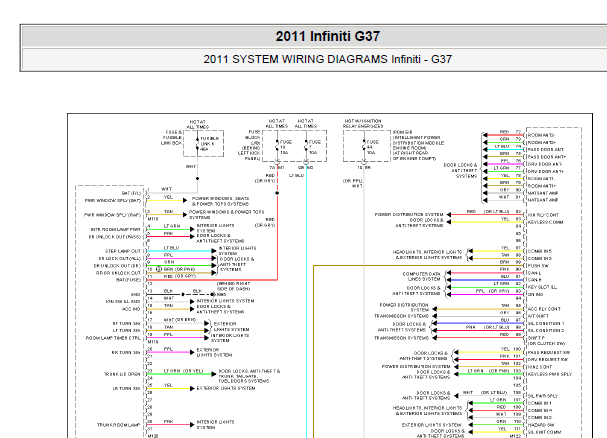2011年英菲尼迪G37车身和发动机电路图