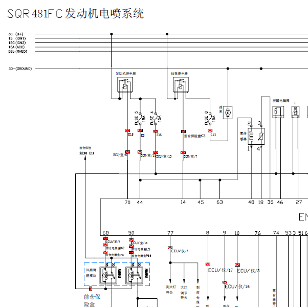奇瑞瑞虎481发动机电路图