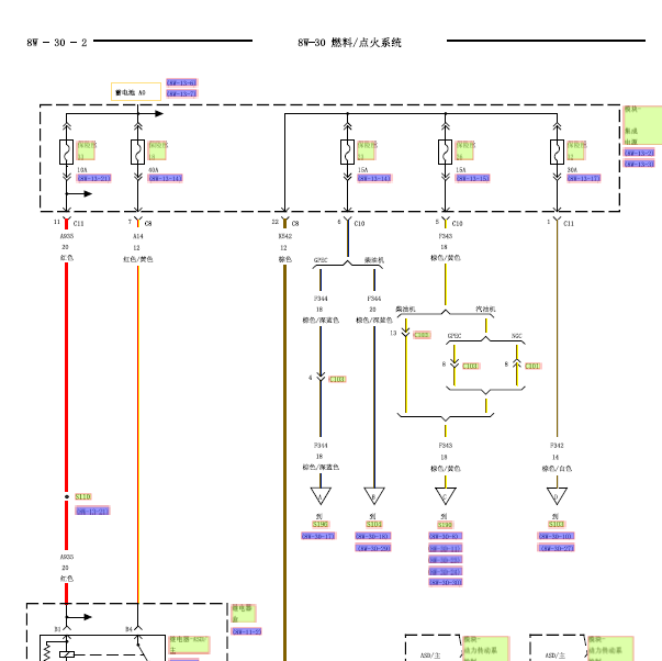 2008年铂锐2.0发动机电路图