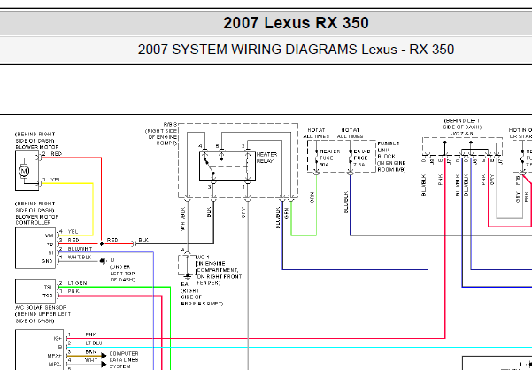 2007年雷克萨斯RX350空调电路图