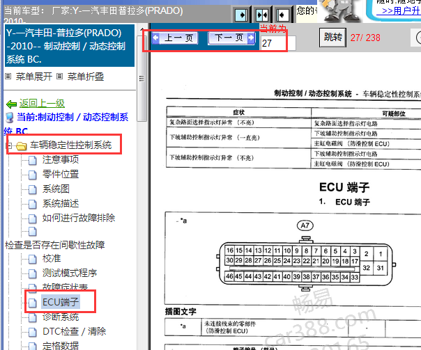 2010年丰田普拉多ABS针脚资料