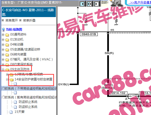 2011年马自达星骋3行李箱电路图