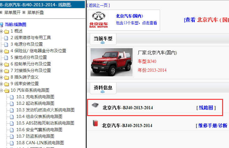 2013-2014年北京汽车BJ40电路图