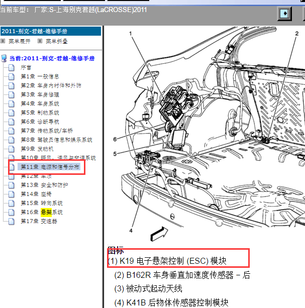 2011年别克君越悬架控制系统位置资料