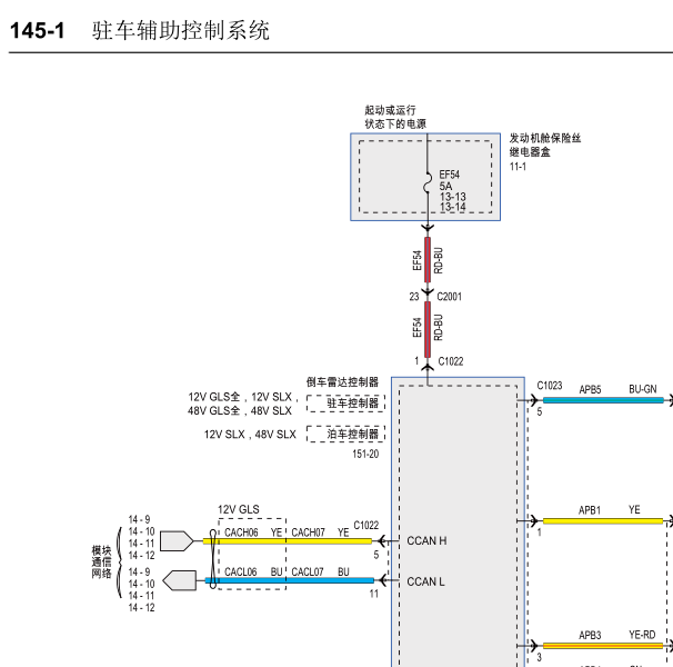 2019年福特领界倒车雷达线路图 