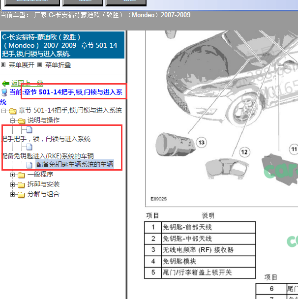 2009年福特蒙迪欧致胜天线位置