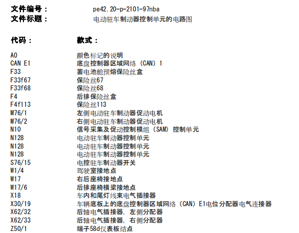奔驰GLE350d 手刹电路