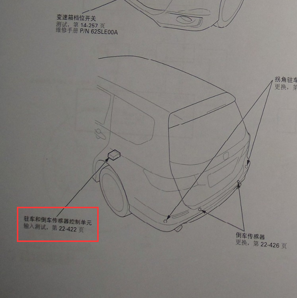 奥德倒车雷达控制盒位置图