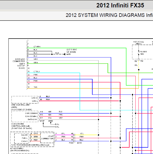 2012年英菲尼迪FX35 CAN电路图