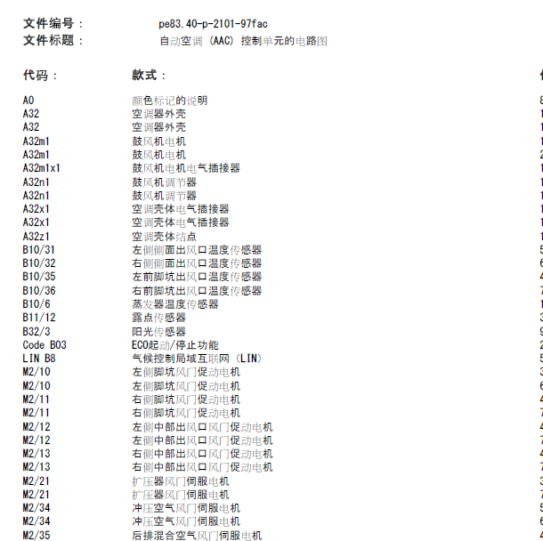 2013年奔驰C260空调电路图