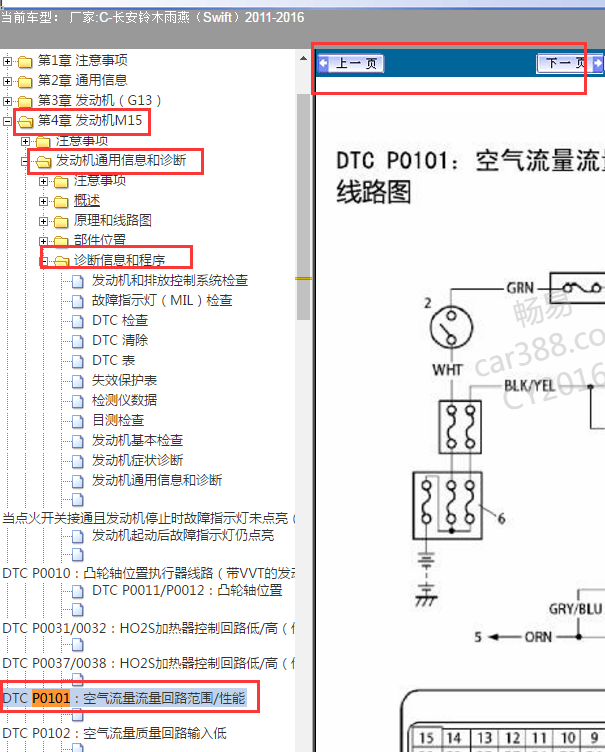 2011-2016年铃木雨燕P0101故障码解析