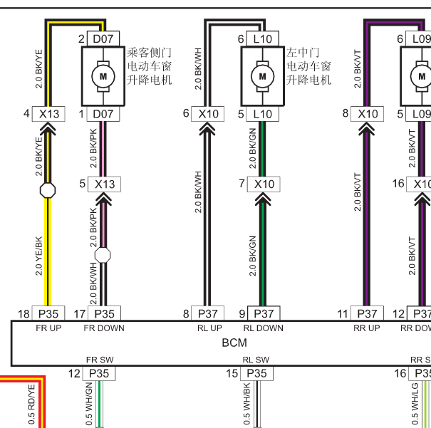 2015年长安欧诺车窗电路图