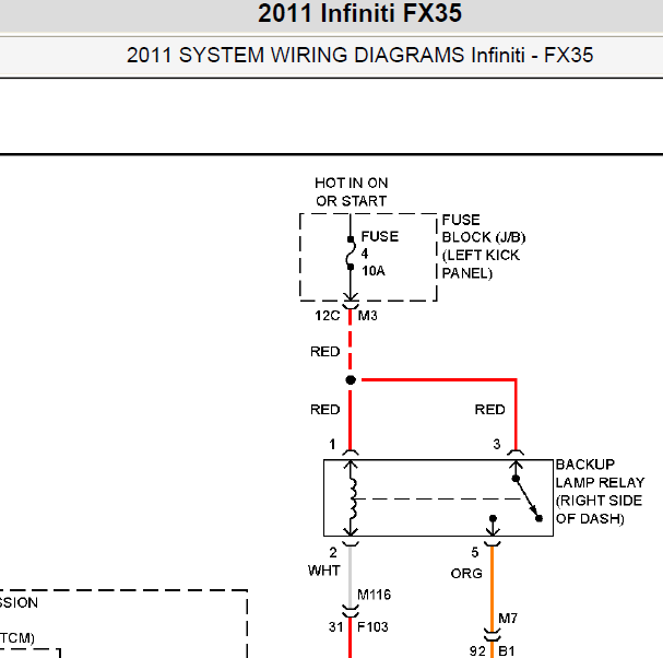 2011年英菲尼迪FX35雾灯电路图