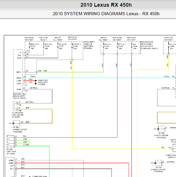2010年雷克萨斯RX450前大灯电路图