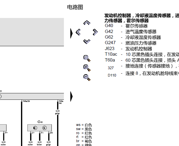 奥迪A6L水温传感器电路图
