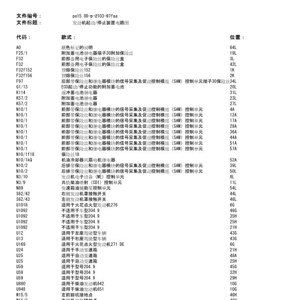 2012年奔驰C260启动电路图