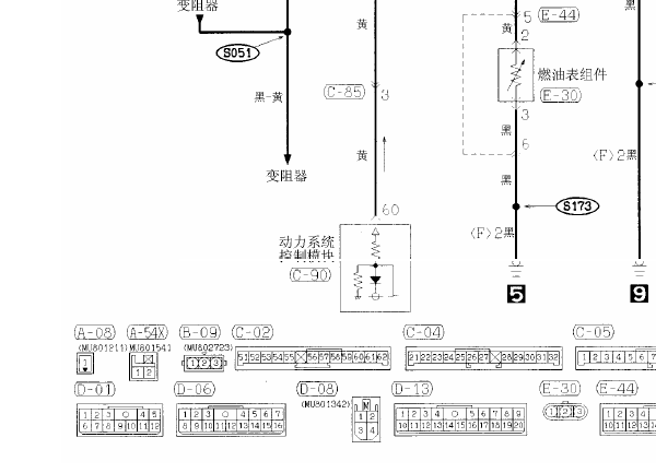 猎豹帕杰罗仪表针脚和电路图资料