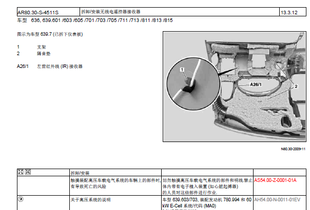 2012年奔驰唯雅诺遥控接收资料
