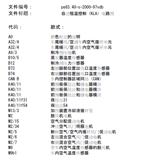 2018年奔驰威霆自动恒温控制（KLA）电路图.