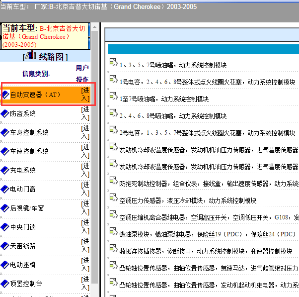 2003年吉普大切诺基波箱电路图