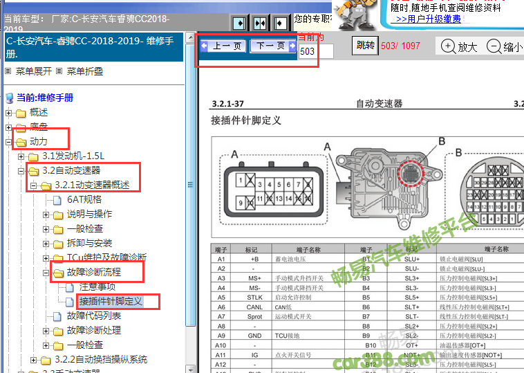 TF-71SC变速箱的针脚资料
