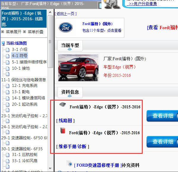 2015-2016年福特锐界全车电路图