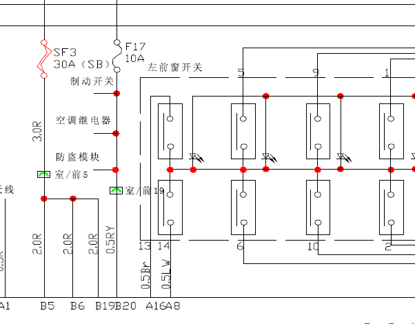 2007年奇瑞QQ6玻璃升降电路图