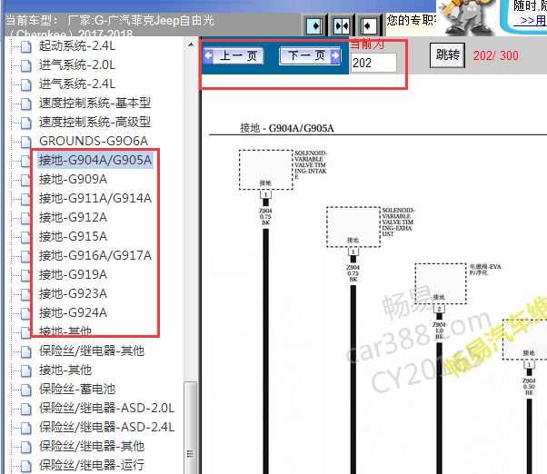2017-2018年吉普自由光接地点电路图