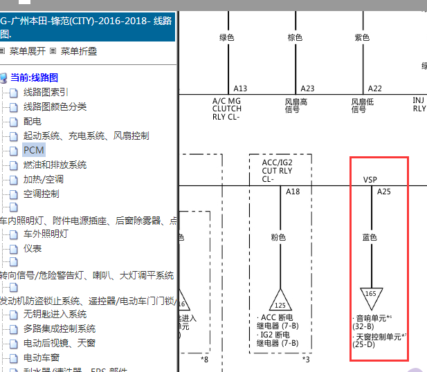 2016-2018年本田锋范车速传感器资料