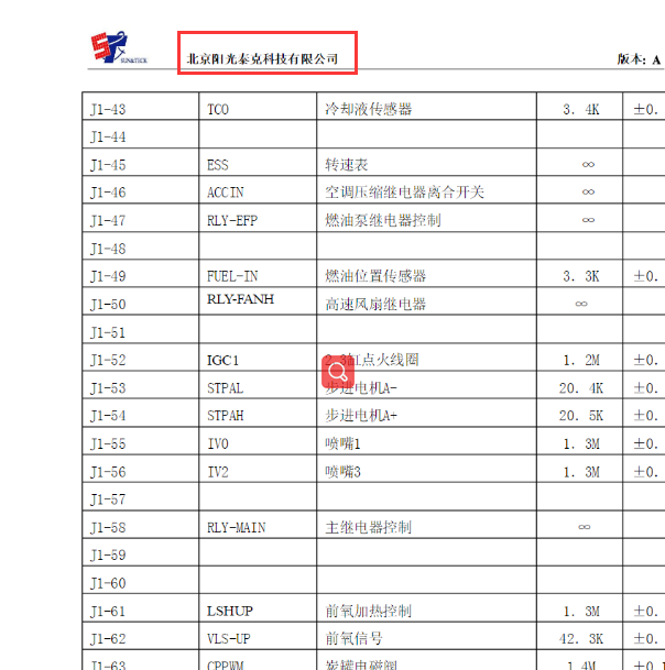 阳光泰克73针发动机针脚