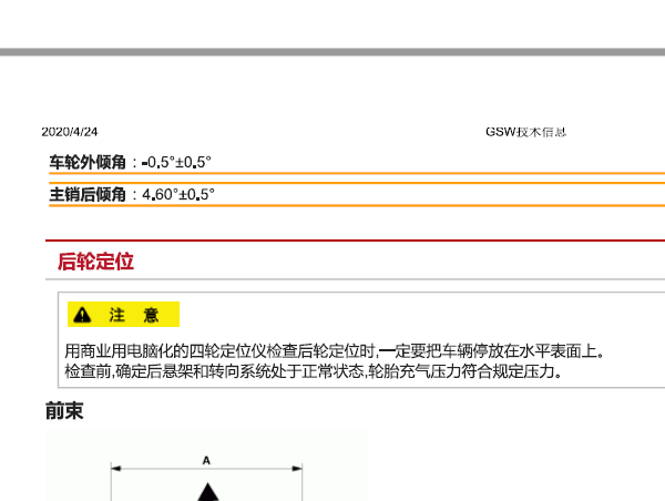 2016年起亚KX5四轮定位数据
