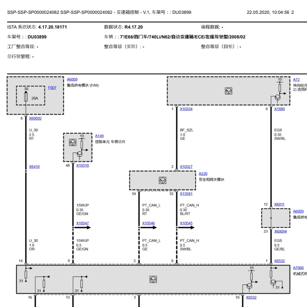 2008年宝马740变速箱电路图