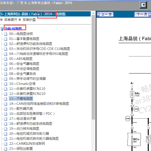 2014年斯柯达晶锐电路图