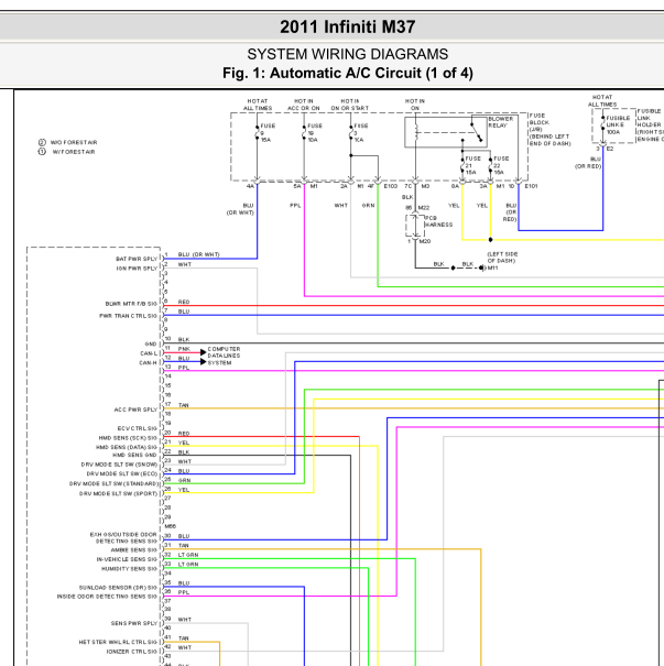 2011年英菲尼迪M37空调电路图