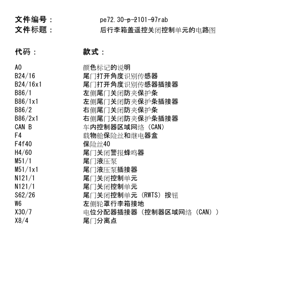 2014年奔驰R400行李箱尾门电路图