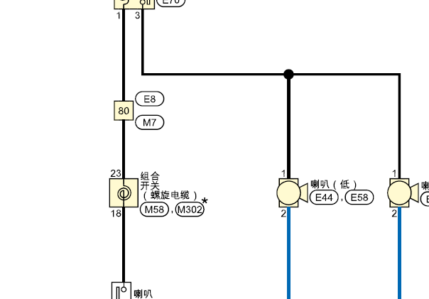 2018年日产轩逸喇叭电路图