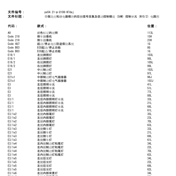2014年奔驰E260尾灯电路图