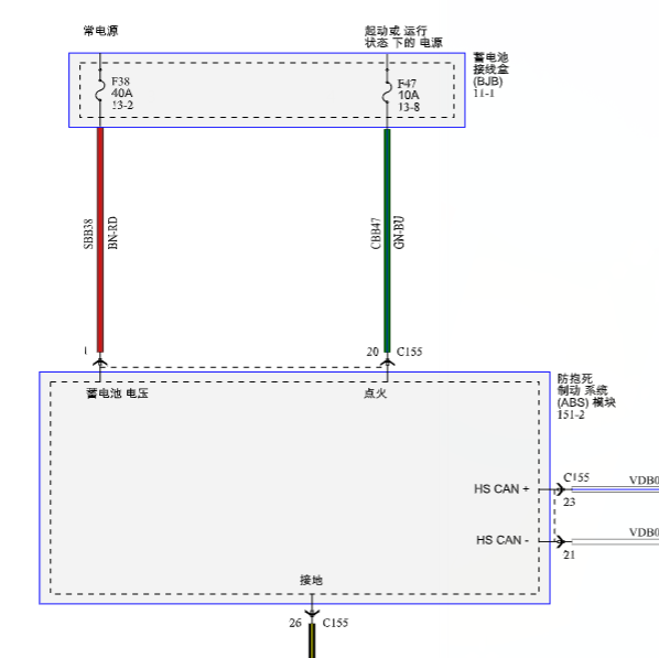 2018年福特福瑞斯ABS电路图