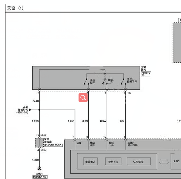 2010年现代胜达天窗电路图