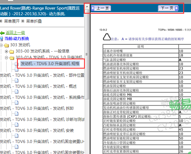 2012-2013年揽胜运动版发动机扭矩