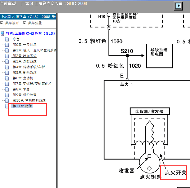 2008年别克GL8点火开关电路图