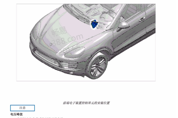 2011年保时捷卡宴前端电子设备模块位置图