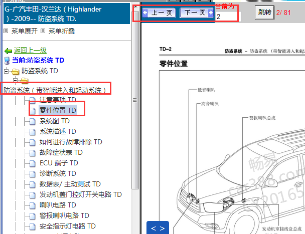 2009年丰田汉兰达防盗位置