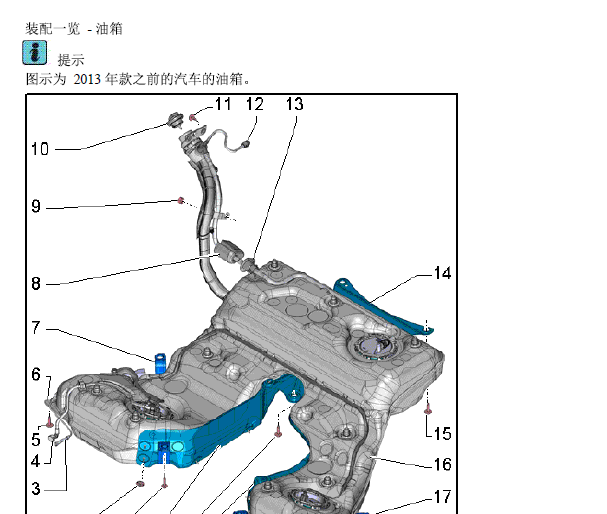 2010年奥迪A8L 油箱和油泵资料